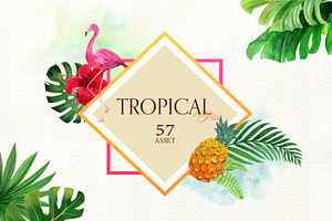 Tropical Bliss Watercolor Leaves Set