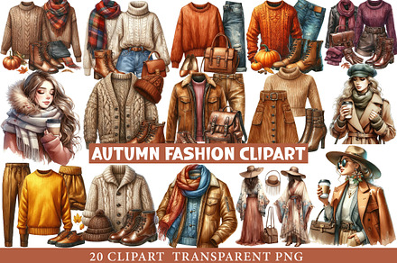 Watercolor Autumn Fashion Clipart