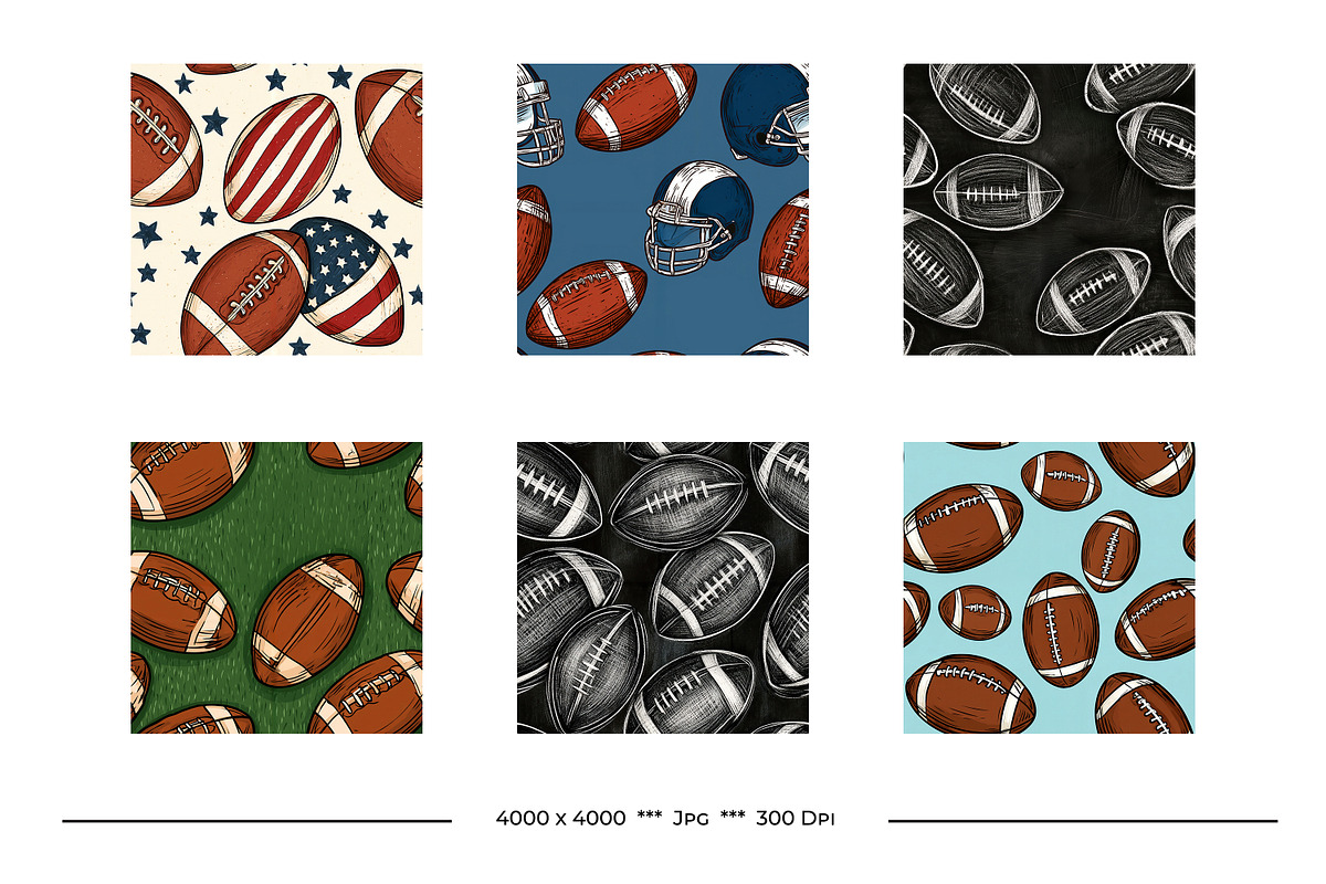 Football in Retro Art Style Patterns, a Pattern Graphic by karenfoleyphoto (Photo 4 of 9)