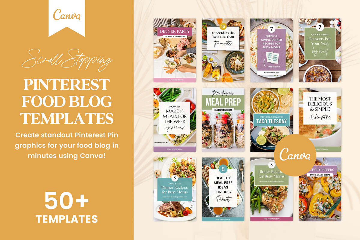 Canva Pinterest Food Blog Templates, a Social Media Template by Fallon Gerst (Photo 1 of 7)