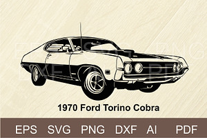 Ford Torino Cobra 1970 Car SVG