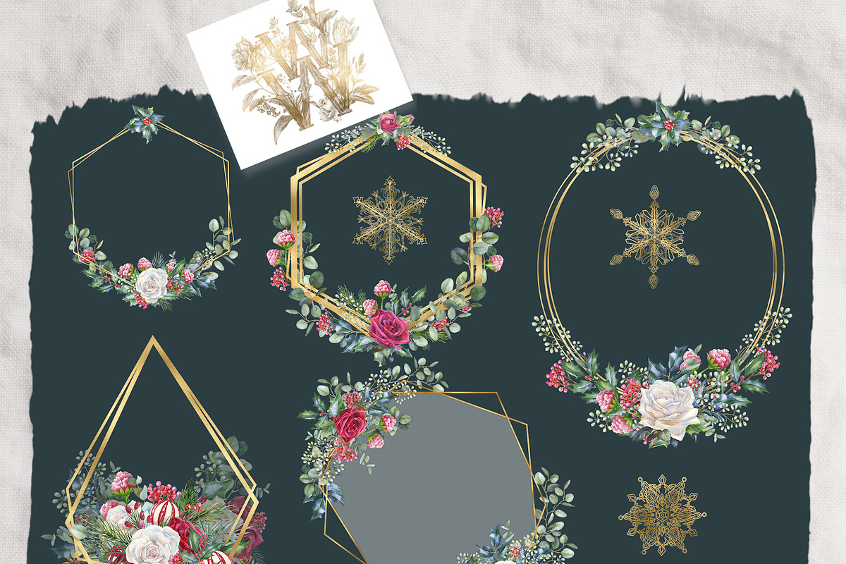 Watercolor winter Christmas frames, an Illustration by WonderWonder (Photo 3 of 10)