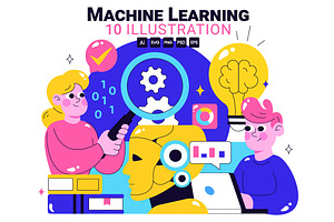 10 Machine Learning Illustration, a Technology Illustration by denayunebgt