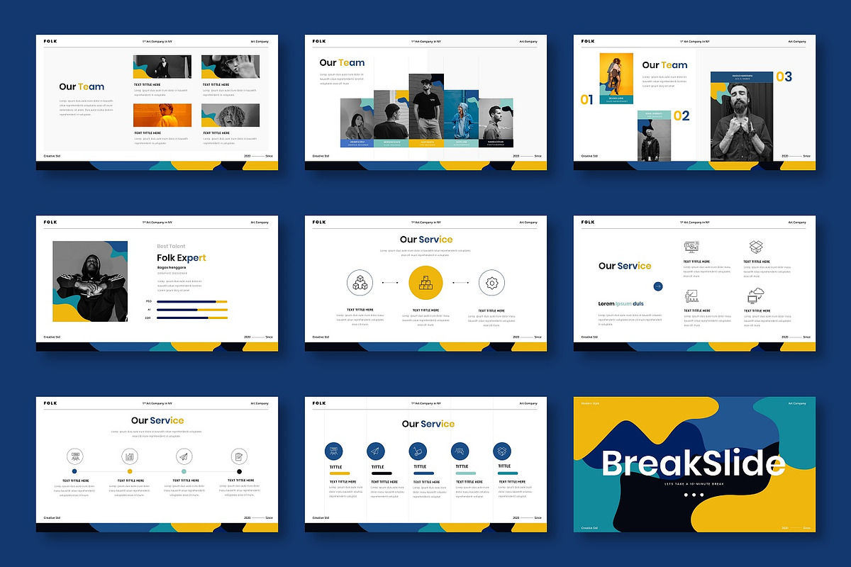 Folk – Creative Business PowerPoint, a Presentation Template by Dens Creative Studio (Photo 3 of 6)