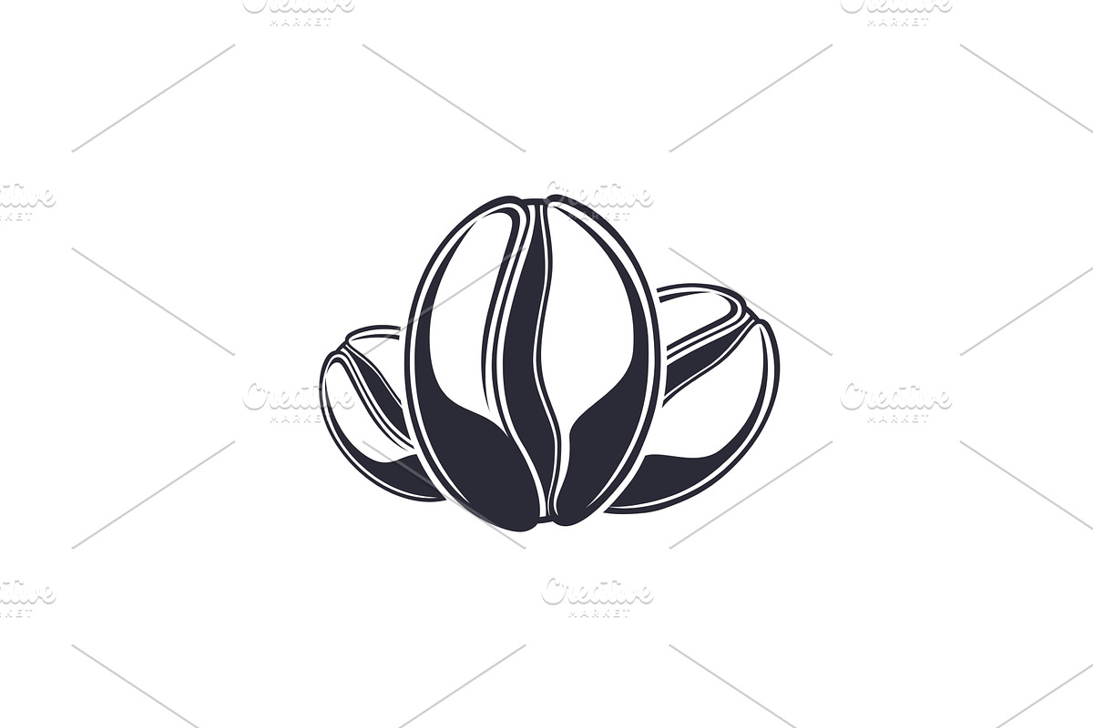 Simple coffee beans icon on white., a Food Illustration by Aleksandrs