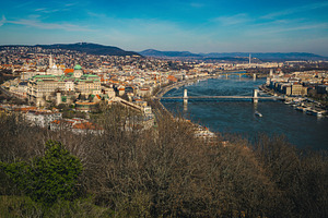 Chain bridge and Danube river view, an Architecture Photo by Alpine Dreams