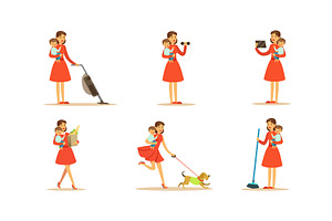 Housewife Engaging in Different, a Person Illustration by TopVectors