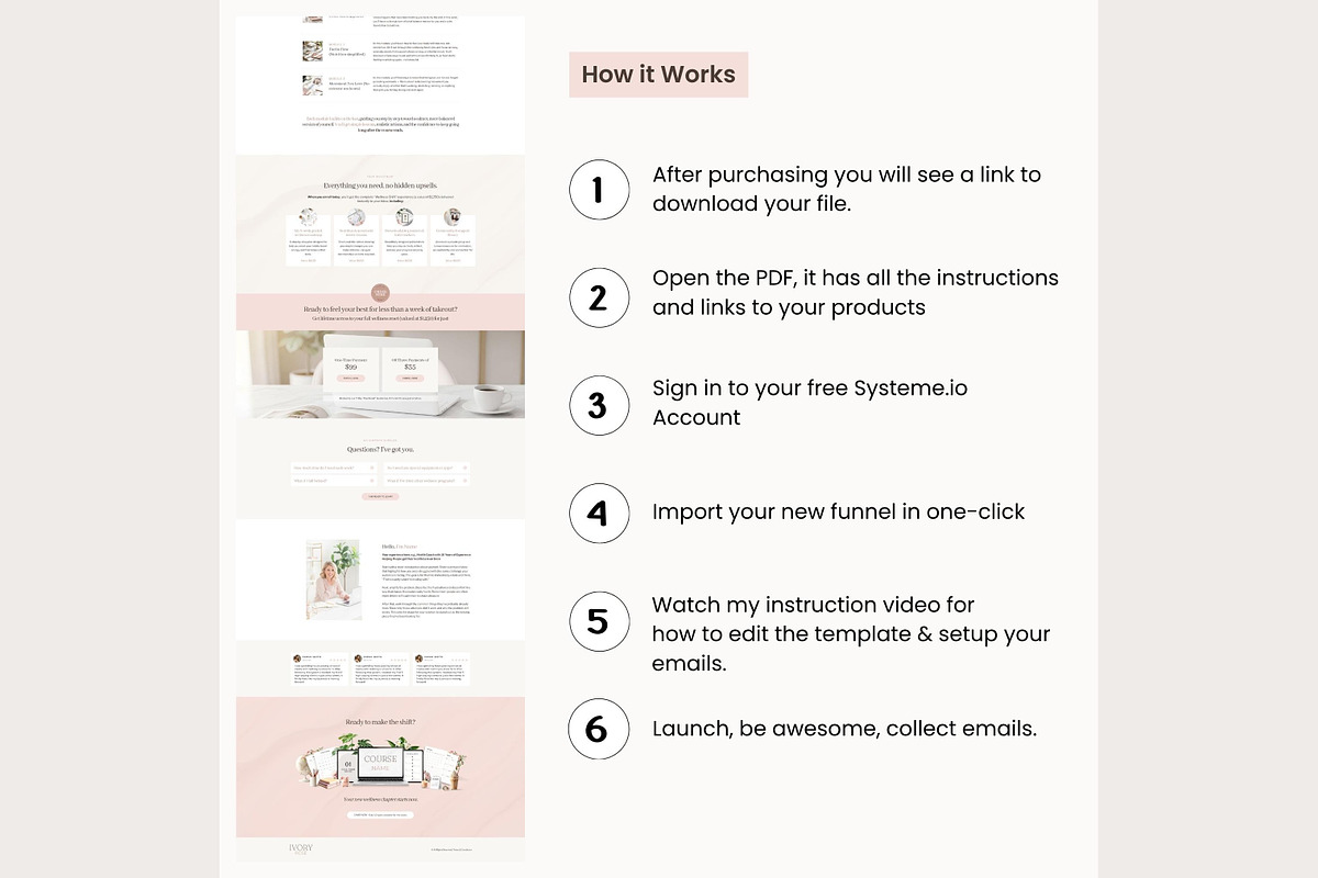 Systeme.io Ivory Rose Sales Funnel, a Landing Page Template by Hayley's Digital Hub (Photo 10 of 10)