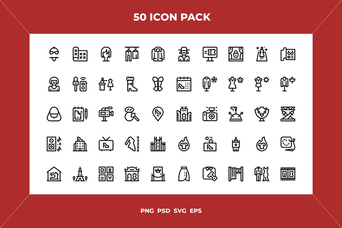 Fashion week icons, an Outline Icon by Wencory (Photo 1 of 2)