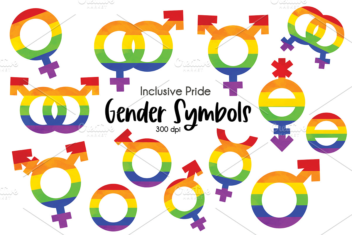 Pride Gender Symbols Clipart, an Illustration by SugarPickle Clip Art (Photo 1 of 2)