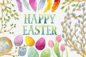 Easter Bundle 67 Watercolor Elements