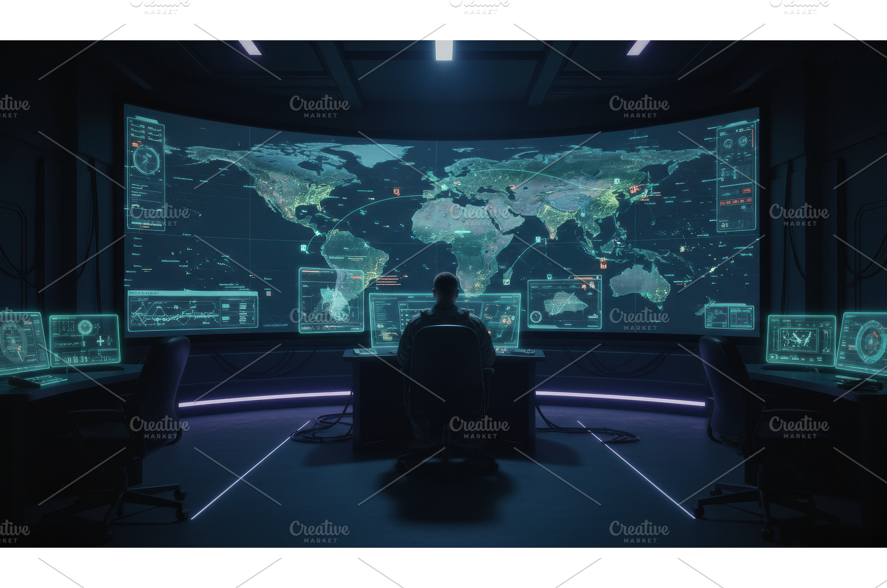 Military personnel sits in a dark, a Technology Photo by Igor Tichonow