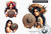 Mexican girls Clipart Set, a Person Illustration by ThatsDesignArt (Thumbnail 5 of 10)