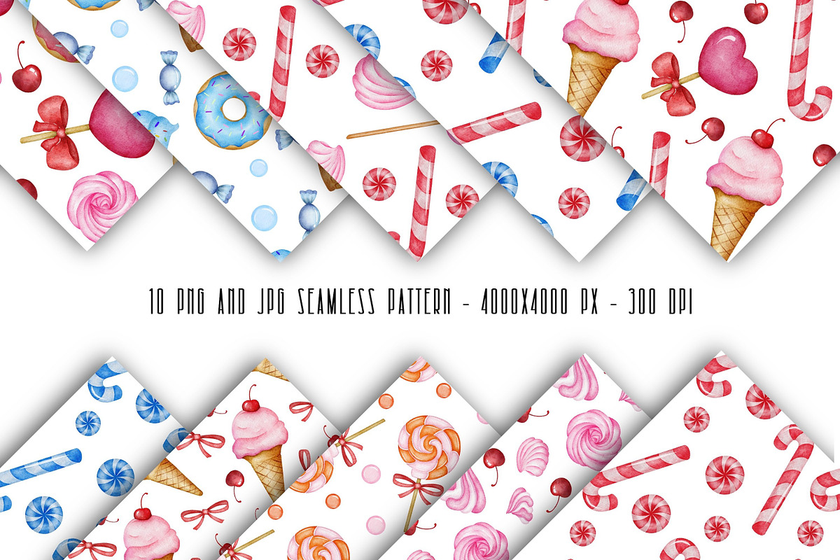 Sweet seamless papers Candy Donut, an Illustration by LuiDesignStudio (Photo 2 of 6)