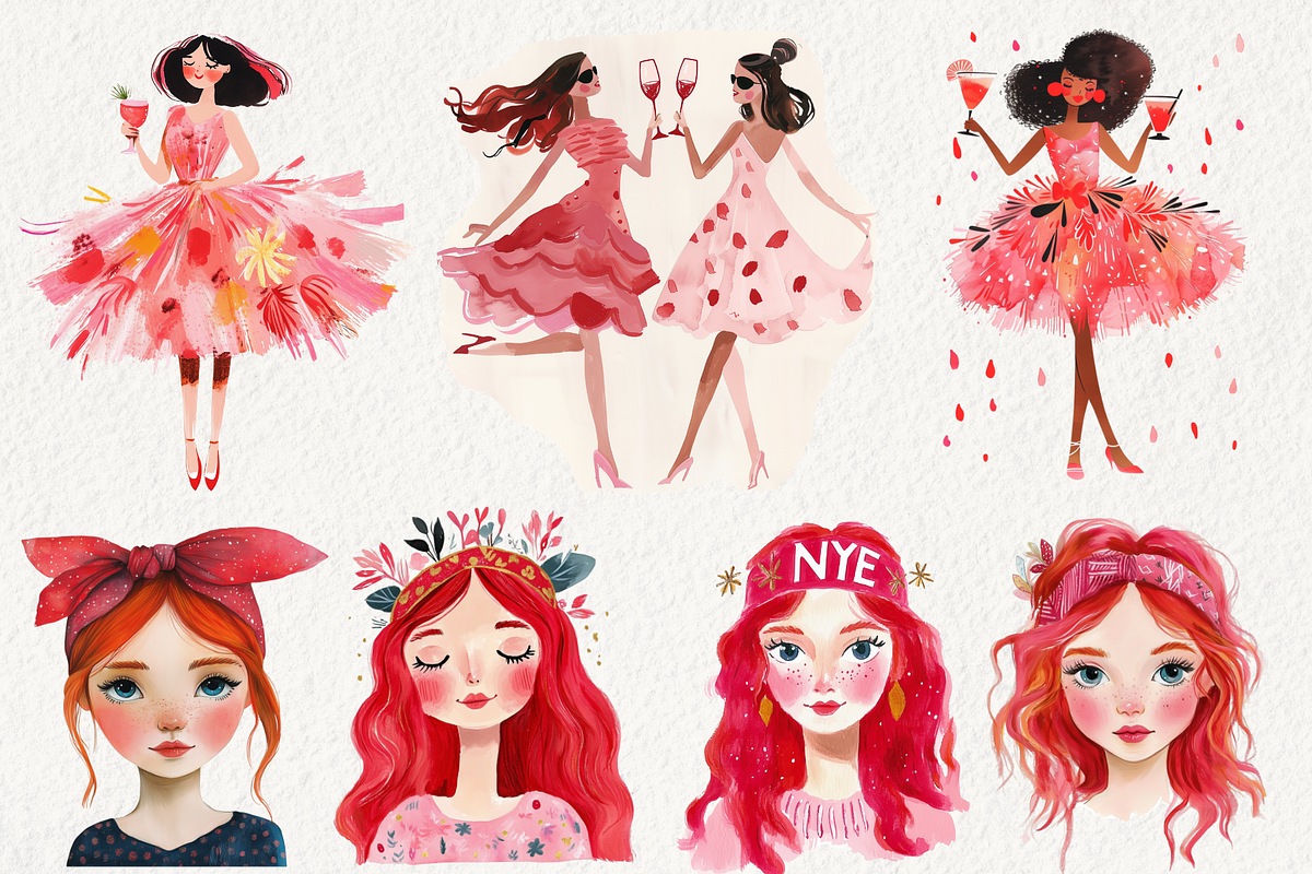 Whimsical New Year's Eve Clipart, an Illustration by NadiaTheronArt (Photo 4 of 5)