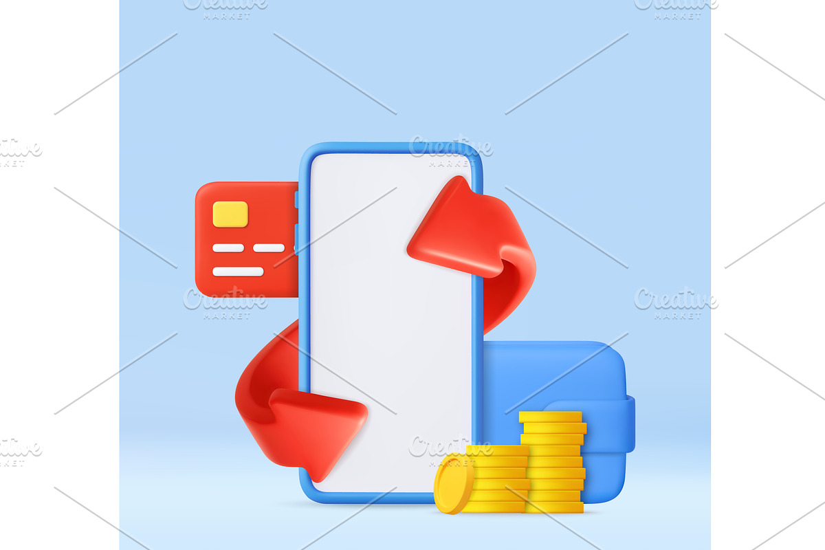 3d Mobile payment concept with, a Technology Illustration by ModVector
