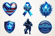 Blue Veterans Day Clipart, an Illustration by RobertsArt (Thumbnail 7 of 7)
