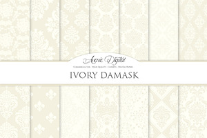 28 Ivory Damask Digital Papers