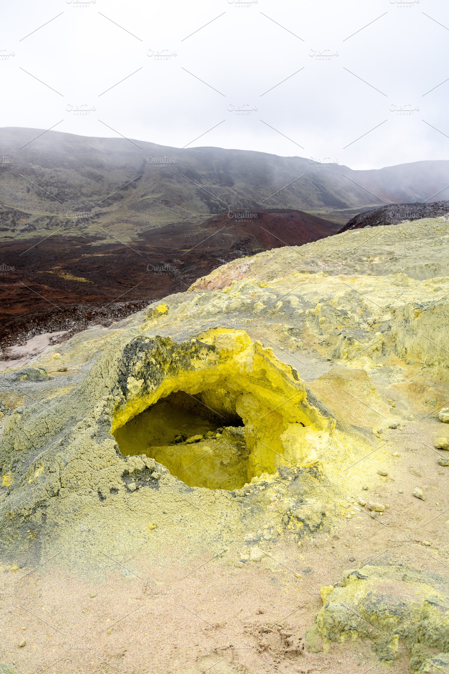 Sulfur deposits on the Sierra Negra volcano, Isabela Island, a Nature Photo by GoodGoods