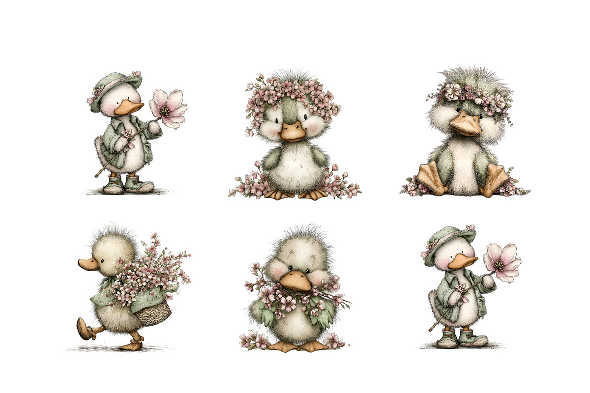 Whimsical Spring Duck Clipart Bundle, an Illustration by GatewayDesign (Photo 3 of 6)