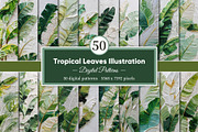 Tropical Leaves Illustration, a Decorative Illustration by Housui Patterns (Thumbnail 1 of 12)