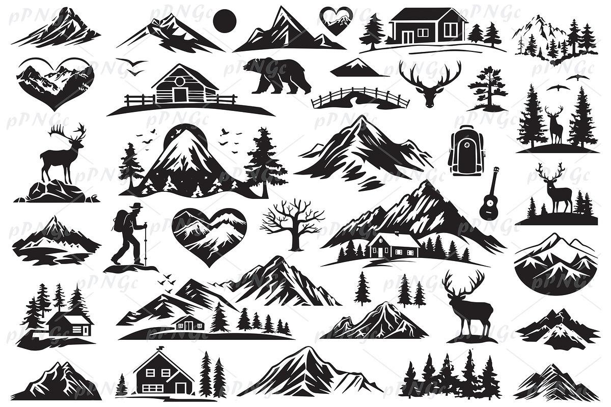 Mountain and Wildlife Vector Icon, a Solid Icon by PassionPNGcreation (Photo 1 of 5)