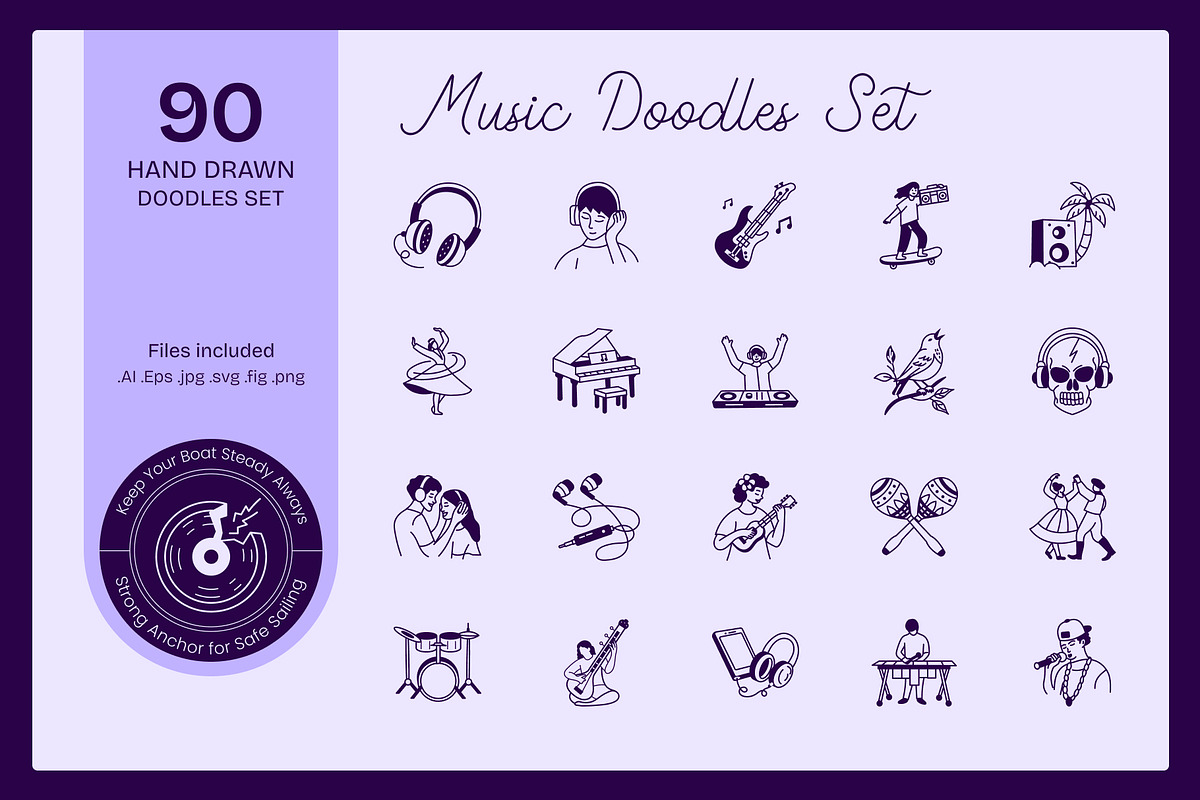Music Doodles, an Outline Icon by Vectors Market (Photo 1 of 9)