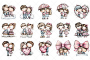 Sweet Pastel Valentine Couple Clipar, an Illustration by SinaCreation (Thumbnail 2 of 6)