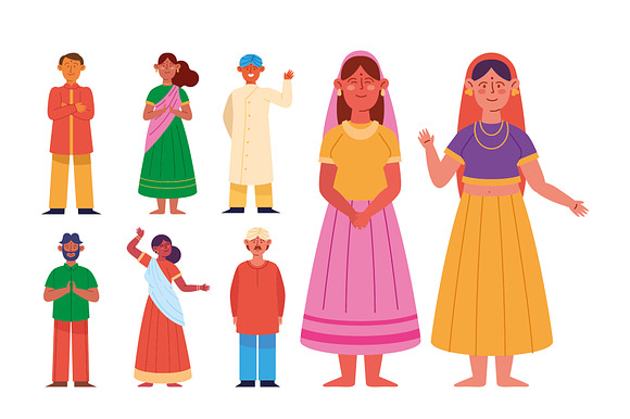 Indian People Illustration Set preview 2
