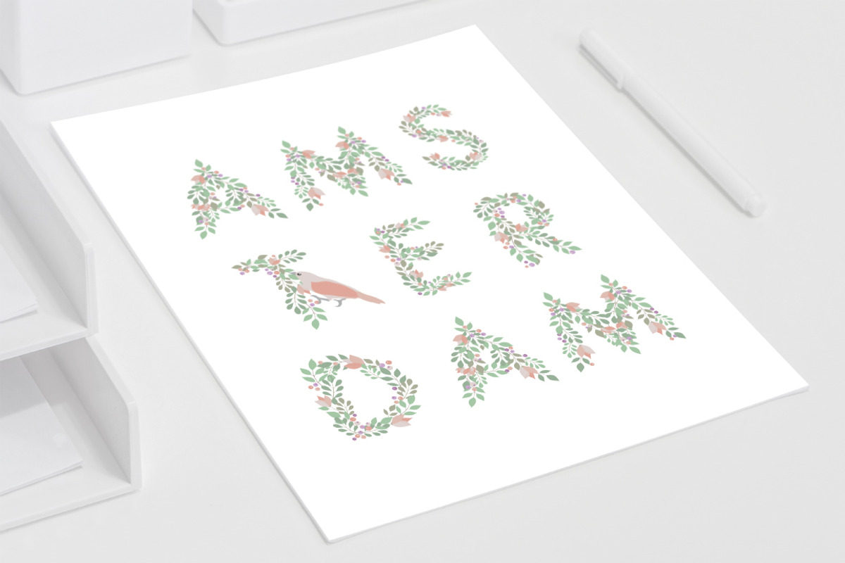 Floral alphabet and elements preview 2