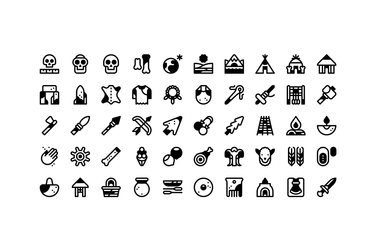 50 Prehistoy Icons, an Outline Icon by Side Project (Photo 3 of 8)
