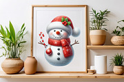 Cute Christmas Cute Snowman Clipart, a Seasonal Illustration by Craft Nest (Thumbnail 4 of 5)