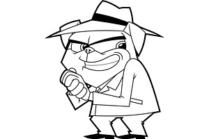 Outlined Funny Mafia Pug Dog, an Illustration by HitToon