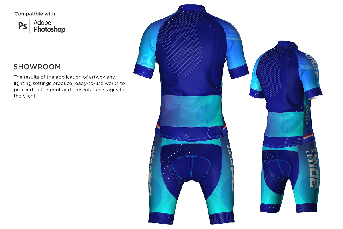 3d Mens Cycling Jersey kit Fullzip, an Apparel Mockup by Mildstudio