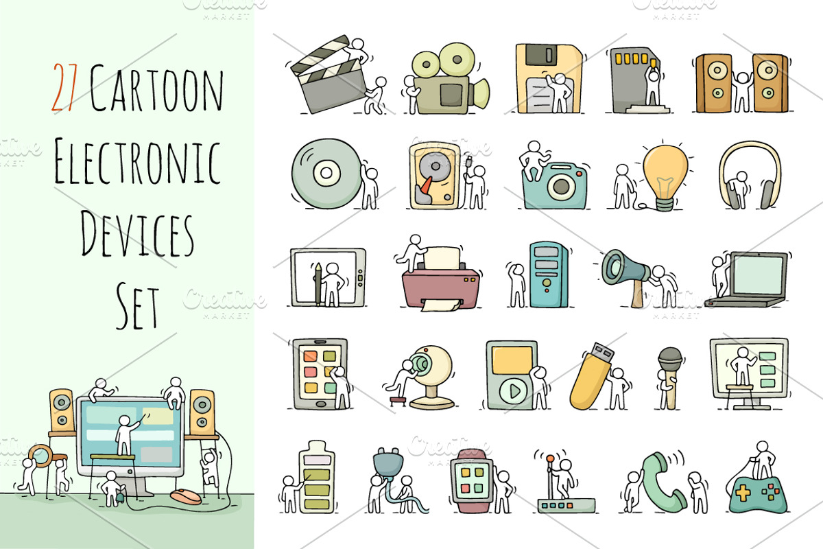 Cartoon electronic devices icons set, an Icon by Sapunkele (Photo 1 of 2)