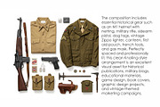 Vintage WWII Military Uniform Gear, an Object Illustration by StockVerse Creative (Thumbnail 3 of 3)