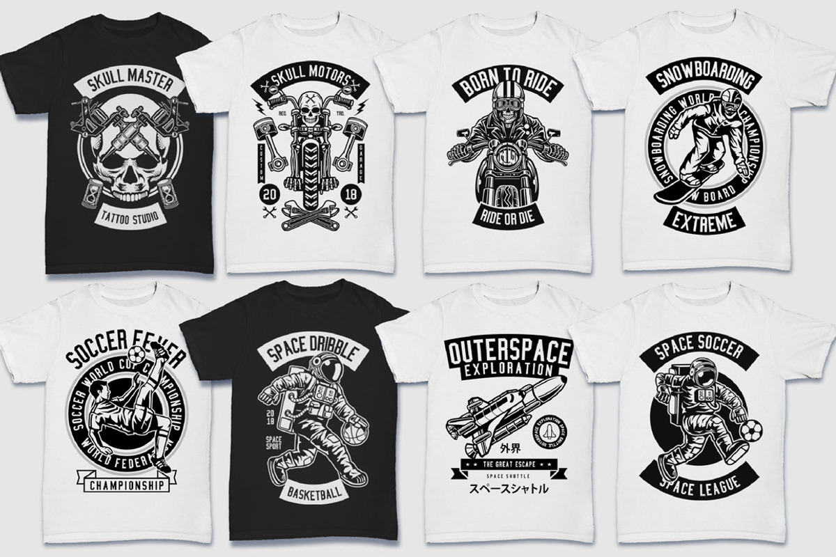 200 Vector Tshirt Designs ( B/W ), an Education Illustration by roach_graphic (Photo 22 of 27)