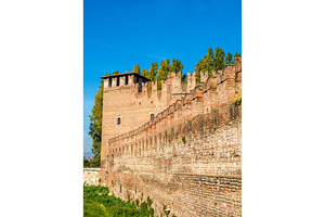 Walls of castelvecchio fortress in verona italy containing verona, an Architecture Photo by Leonid Andronov