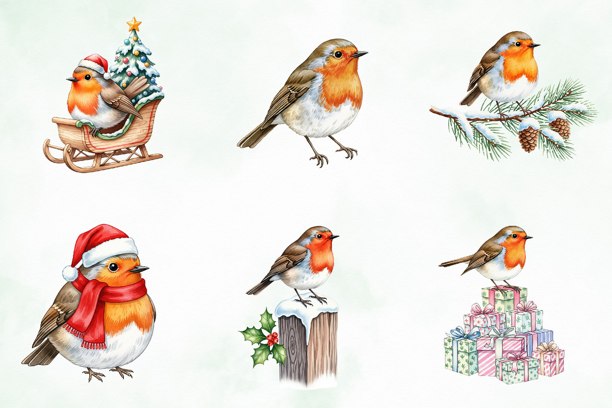 Christmas Robin Bird PNG Clipart, an Illustration by Creative Art (Photo 5 of 10)