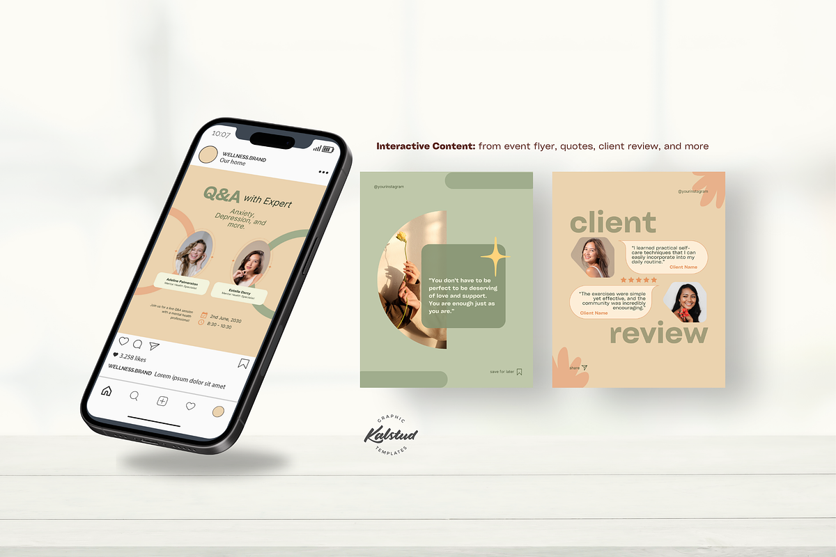 Self-Care Instagram Templates Canva, a Social Media Template by Kalstud (Photo 5 of 8)
