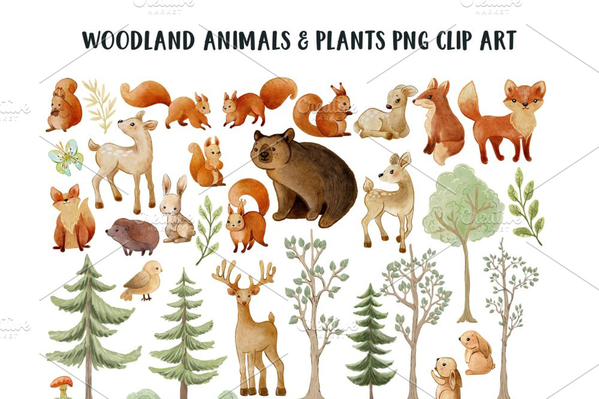 Forest Animals and trees PNG element, an Animal Illustration by JaneLane (Photo 2 of 3)