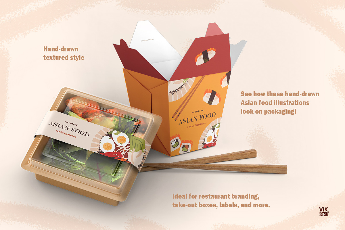 Asian Food Clipart + Recipe Page, a Food Illustration by vik.stock (Photo 3 of 5)