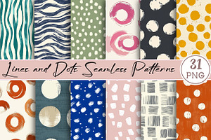 Lines and Dots Seamless Patterns, a Pattern Graphic by Libby Wishes