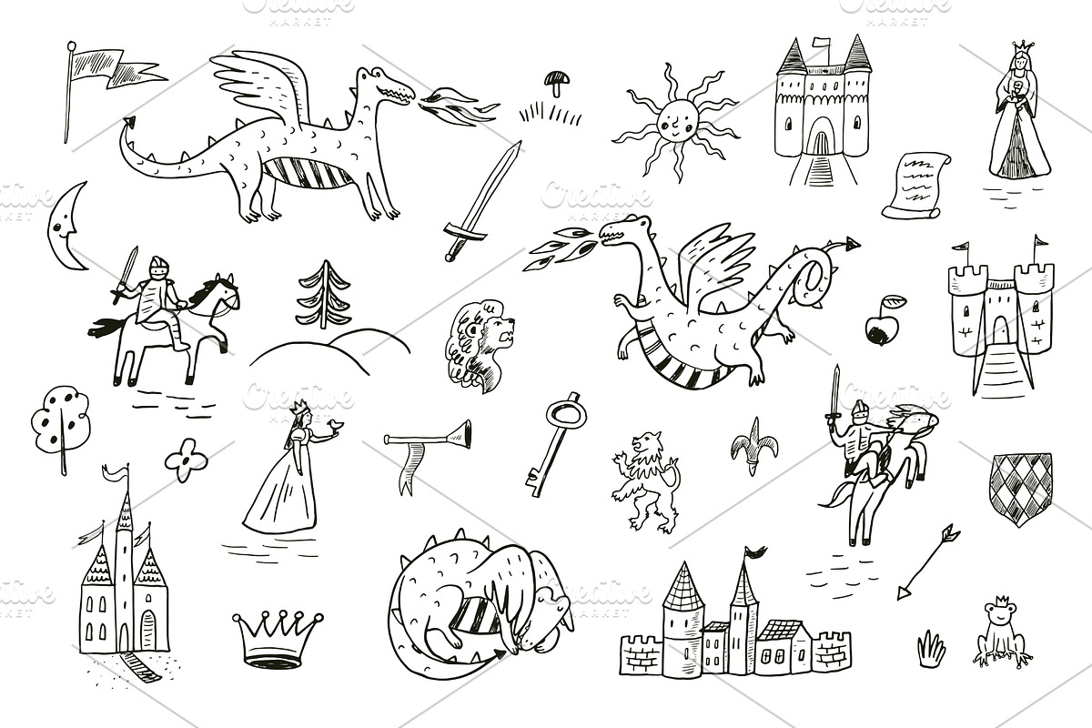 Fantasy Kingdom Dragons Bundle, a Pattern Graphic by GooseFrol (Photo 2 of 22)