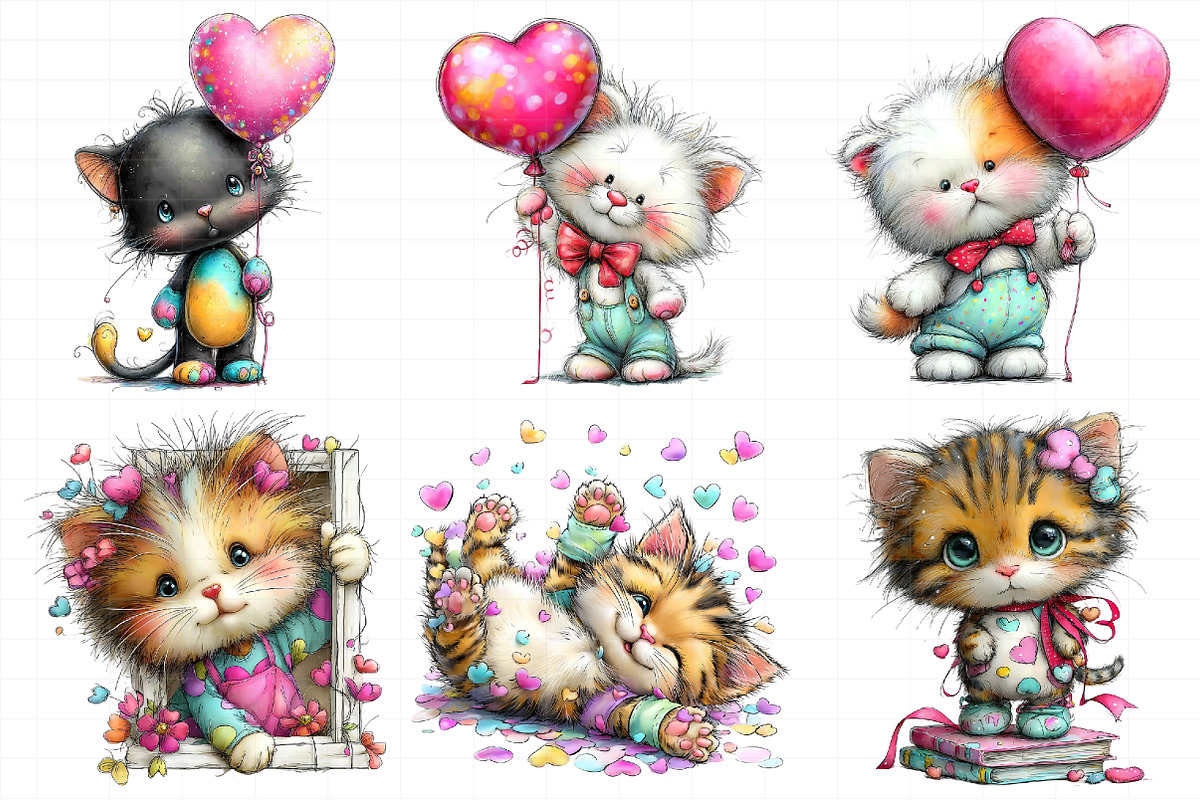 Valentine Cat Clipart Bundle, an Illustration by Daily.Designs (Photo 6 of 8)