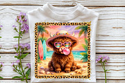 Cute Highland Cow Beach Summer PNG, a Work Illustration by Sublimation Artist (Thumbnail 3 of 9)