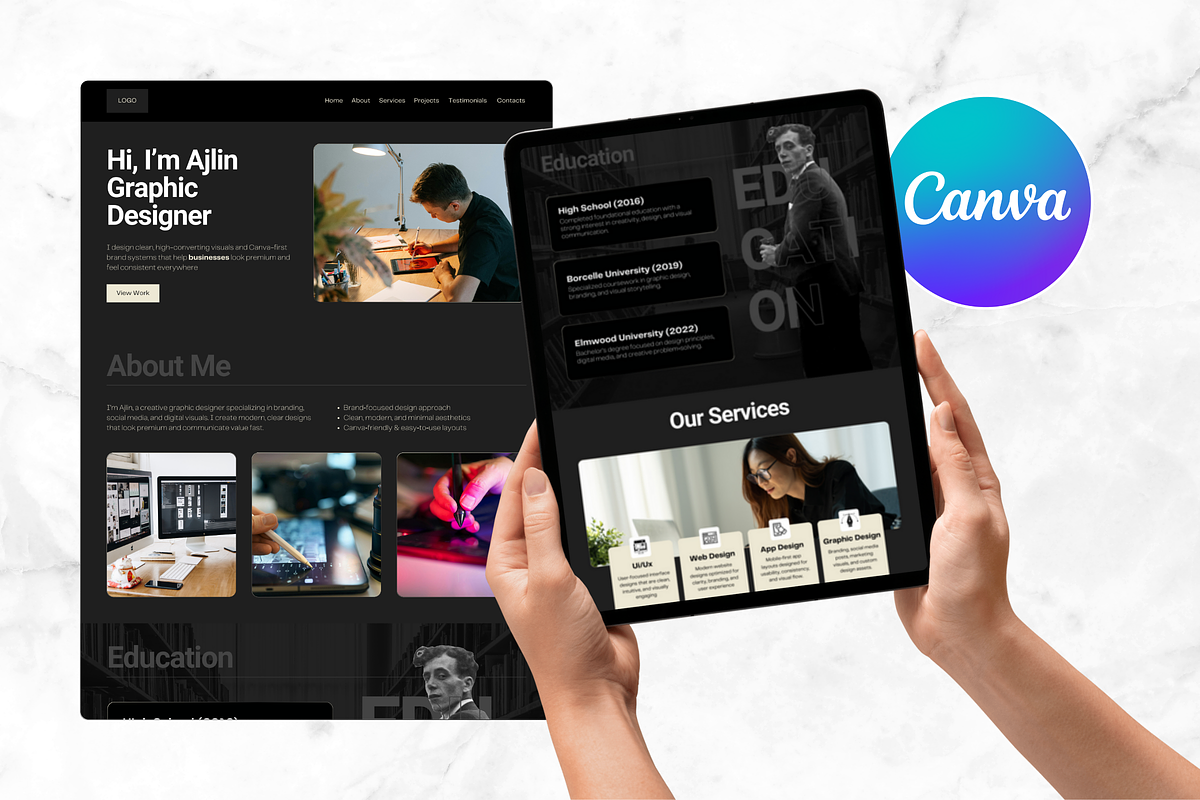 Canva Portfolio Website Template, a Websites & App Template by Snapybiz (Photo 9 of 11)