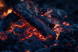Burning campfire on dark night, a Nature Photo by AlyaAnd