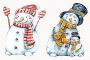 Watercolor Santas and Snowmen, an Illustration by talloshau's illustrations (Thumbnail 4 of 10)