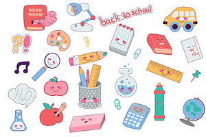 Cute School Stickers Set, a Templates & Theme by alexdndz